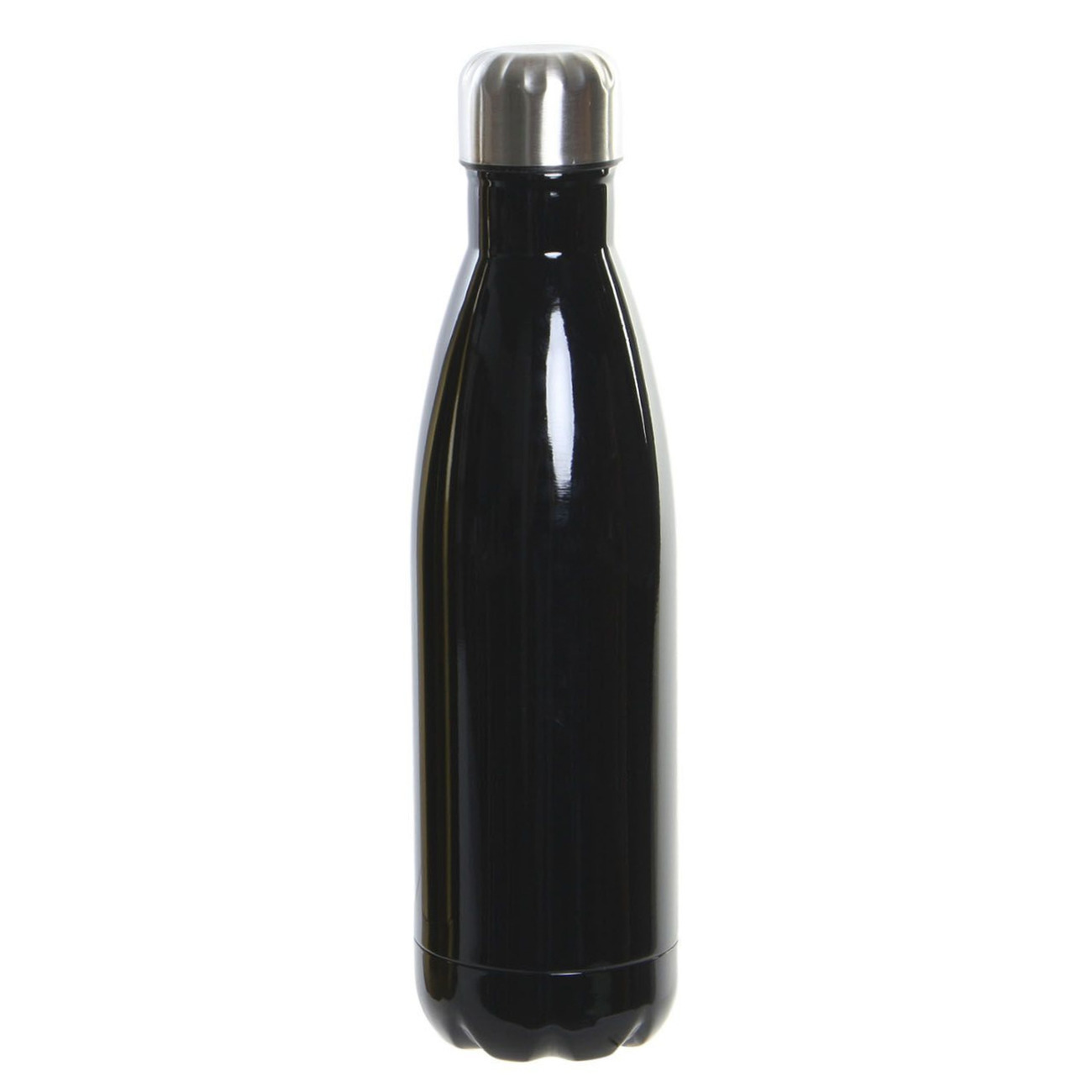RVS thermos waterfles-drinkfles zwart met schroefdop 500 ml