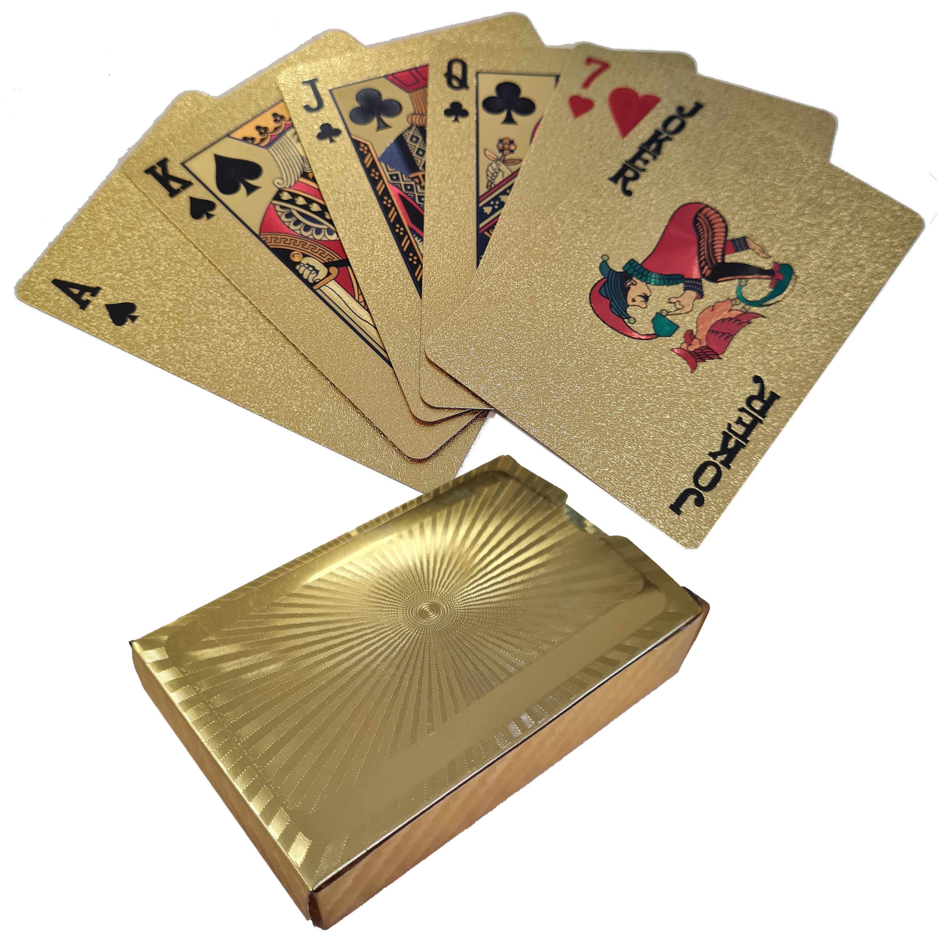 Setje gouden speelkaarten 54 stuks van geplastificeerd karton