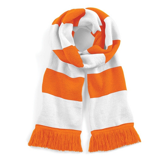 Sjaal met brede streep oranje/wit