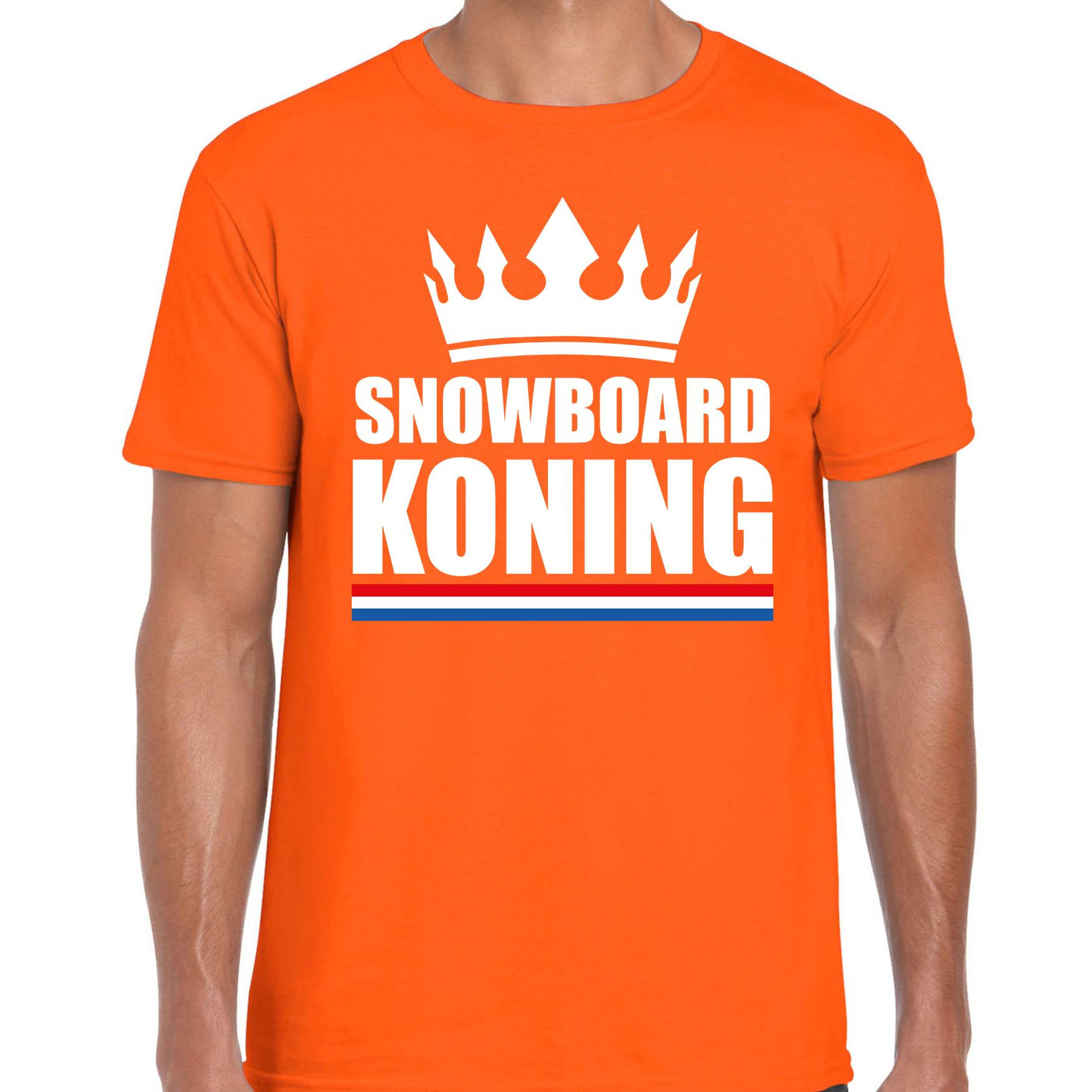 Snowboard koning apres ski t-shirt oranje heren Sport-hobby shirts