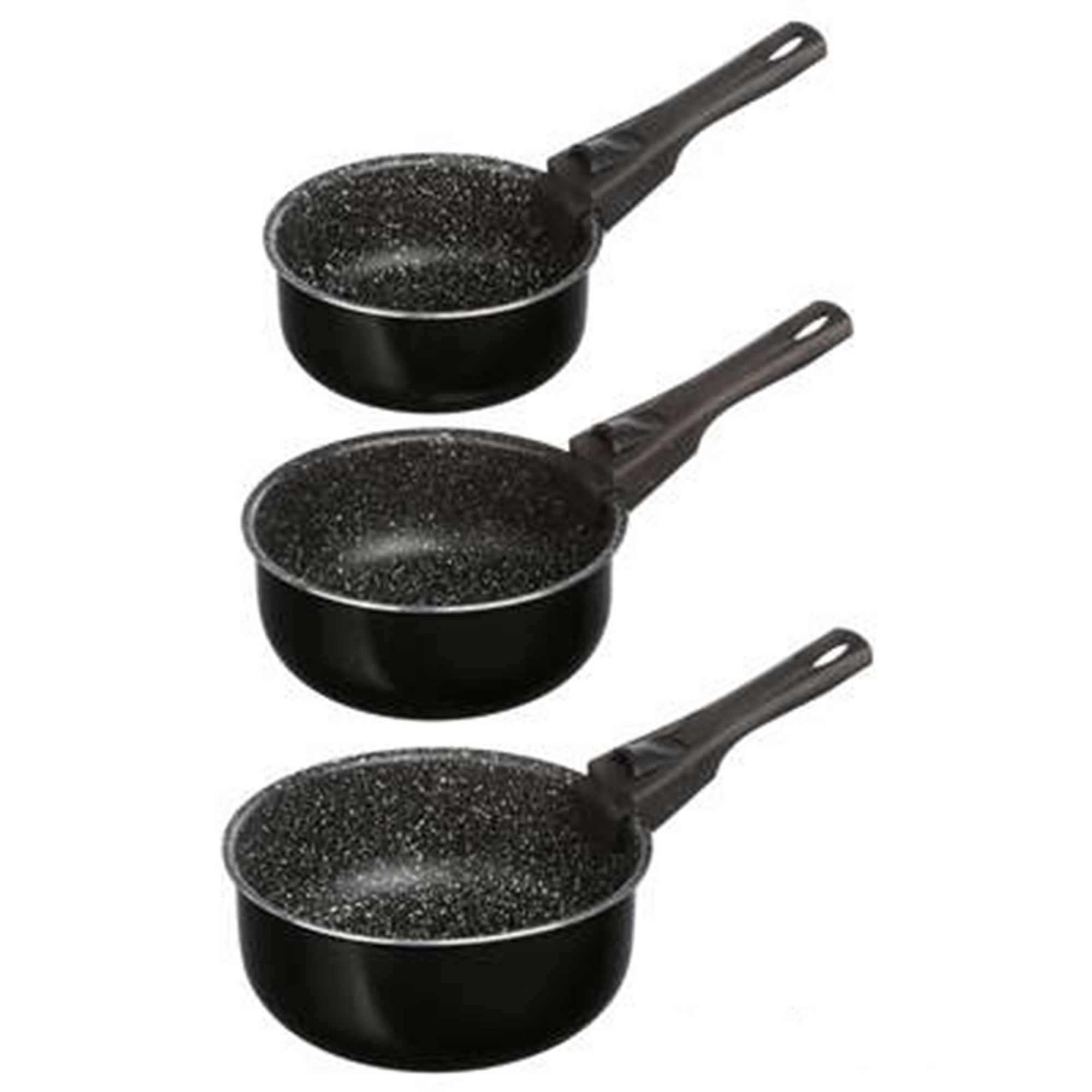 Steelpan-sauspan 3x stuks voor alle kookplaten aluminium zwart 16-18-20 cm