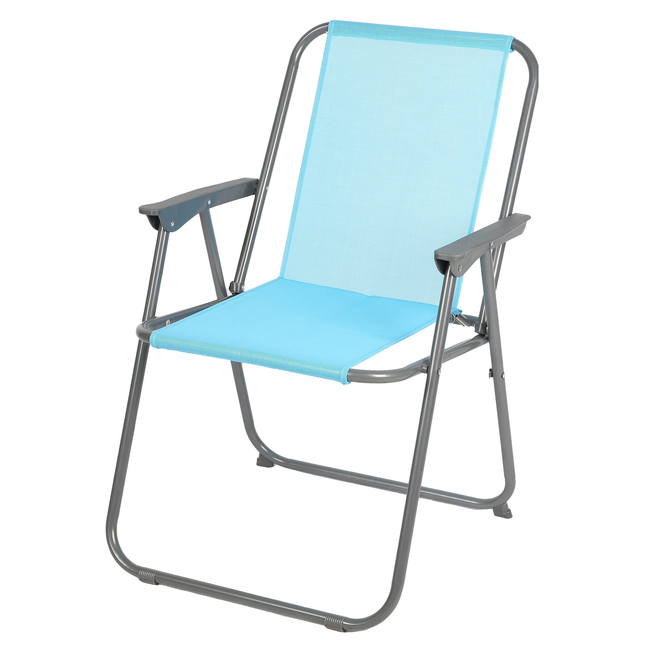 Sunnydays camping-strand stoel aluminium inklapbaar blauw L53 x B55 x H75 cm