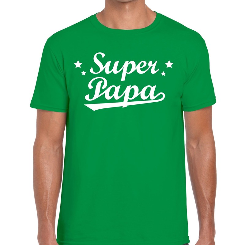 Super papa cadeau t-shirt groen voor heren