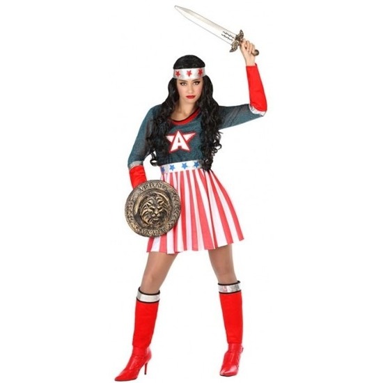 Superheld Amerikaanse kapitein verkleed pak/kostuum voor dames