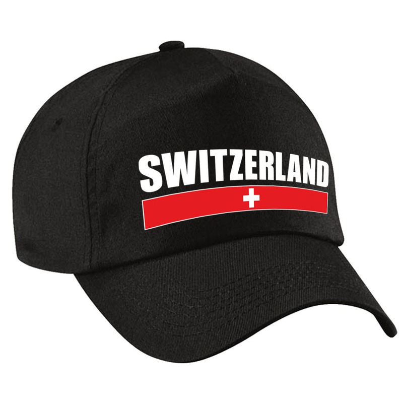 Switzerland supporter pet-cap Zwitserland zwart kinderen