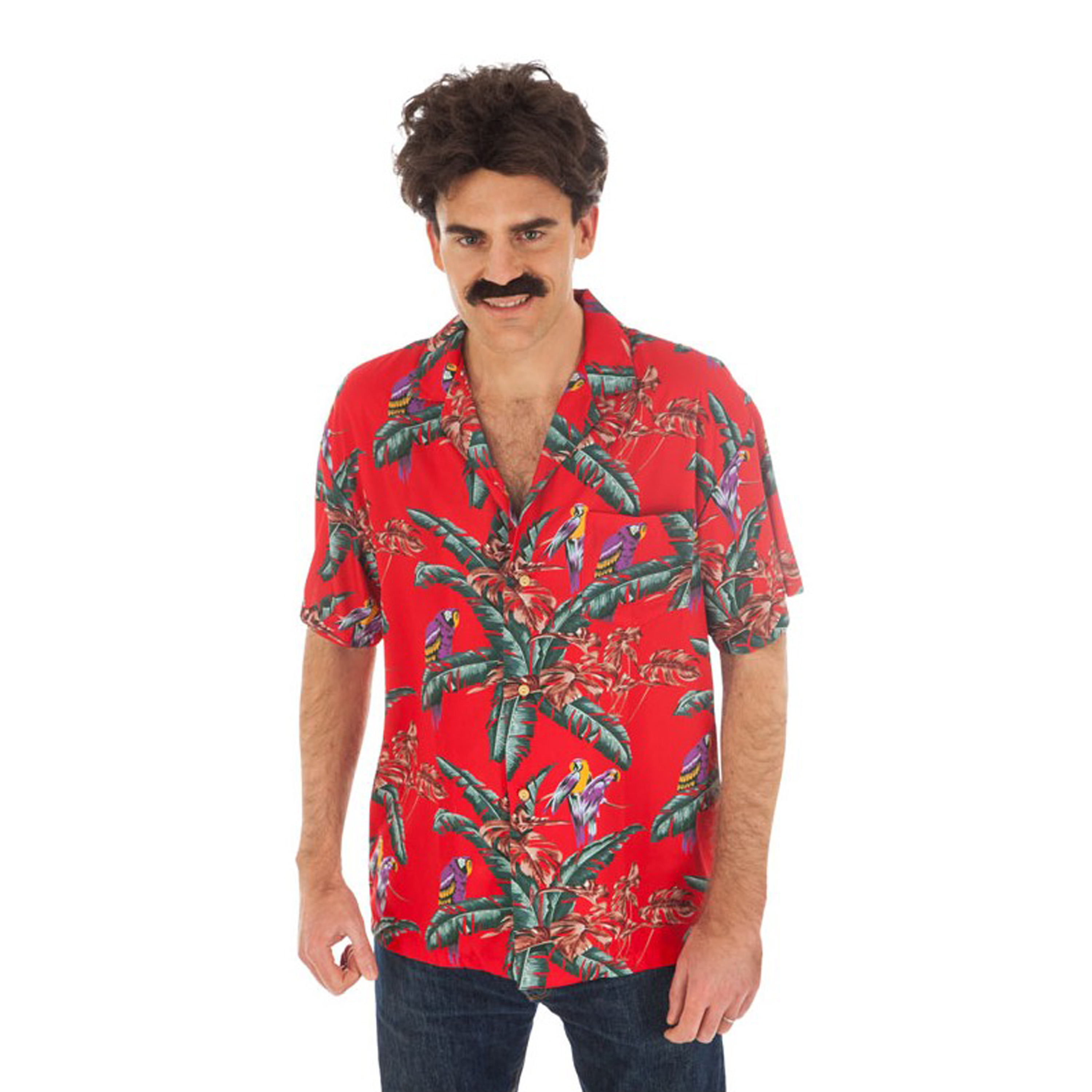 Toppers Hawaii shirt-blouse tropische bloemen rood verkleedkleren heren