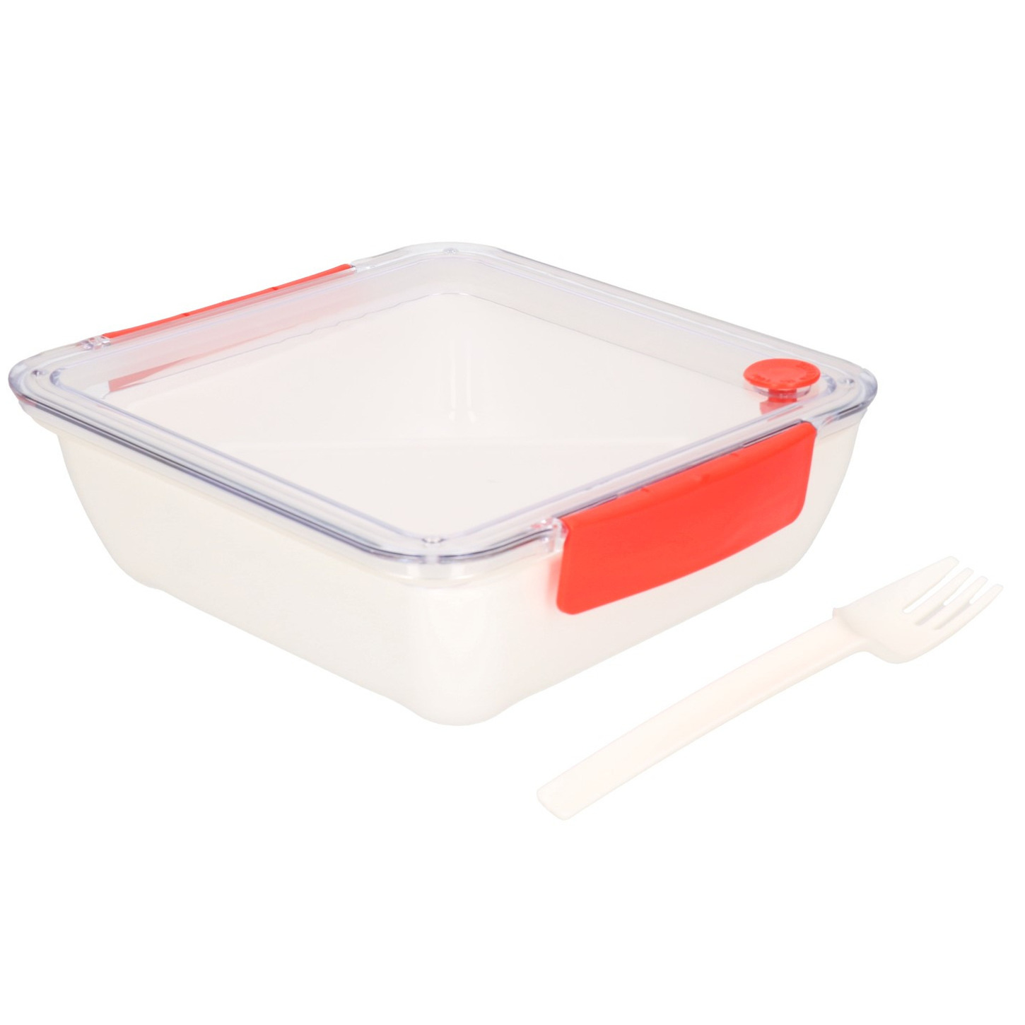 Transparant met rode lunchbox met vorkje 1000 ml