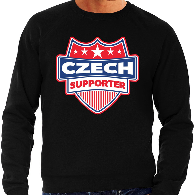 Tsjechie-Czech schild supporter sweater zwart voor heren
