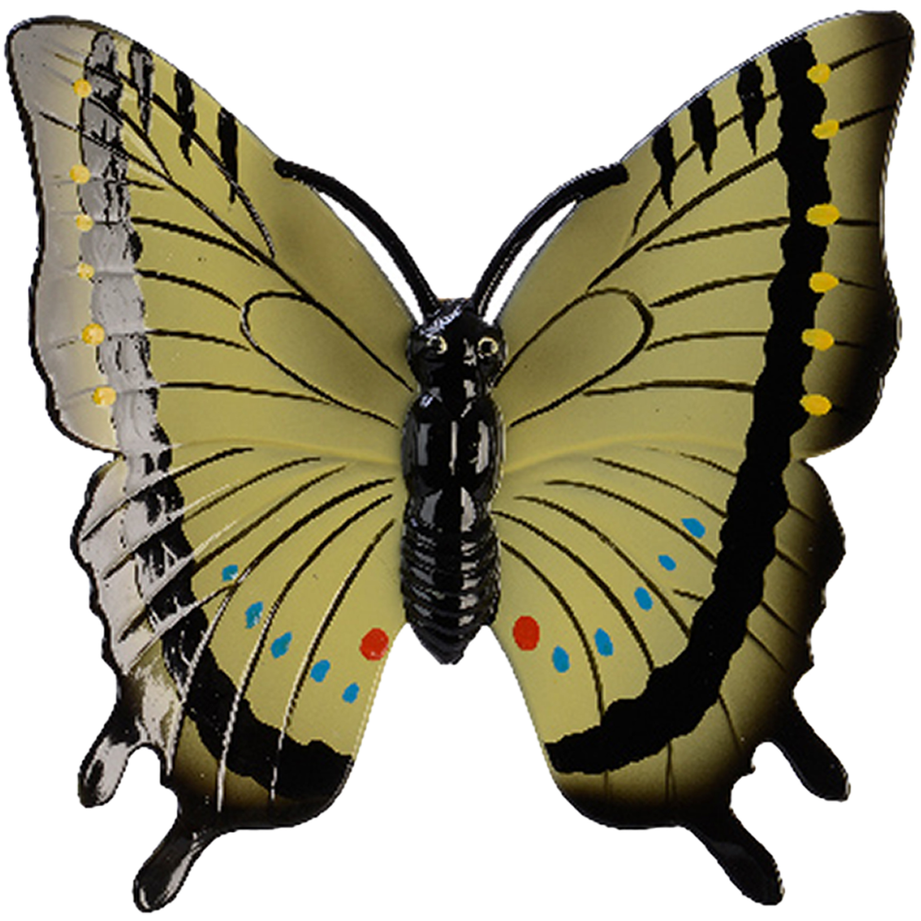 Tuin-schutting decoratie vlinder kunststof geel 24 x 24 cm