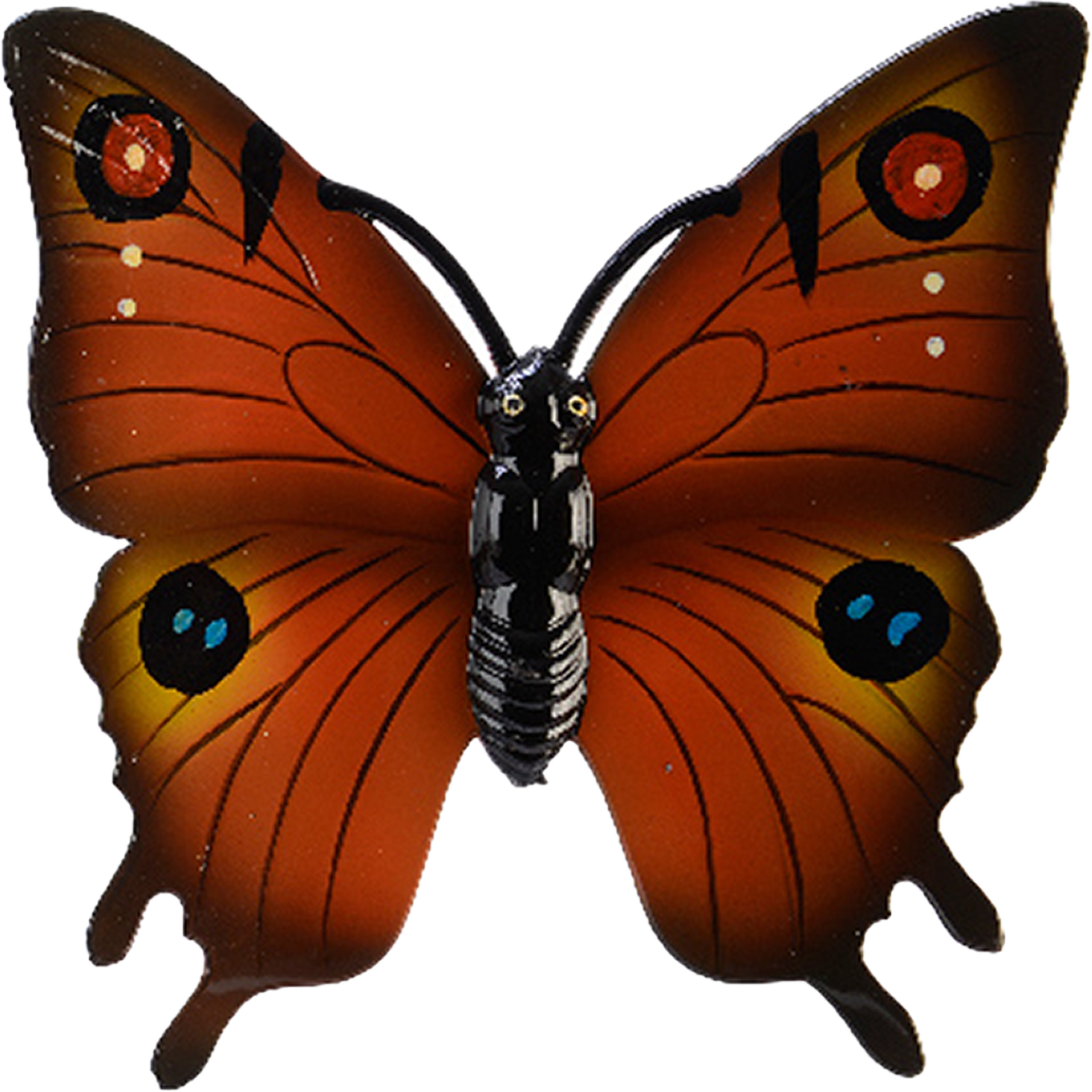 Tuin-schutting decoratie vlinder kunststof oranje 24 x 24 cm
