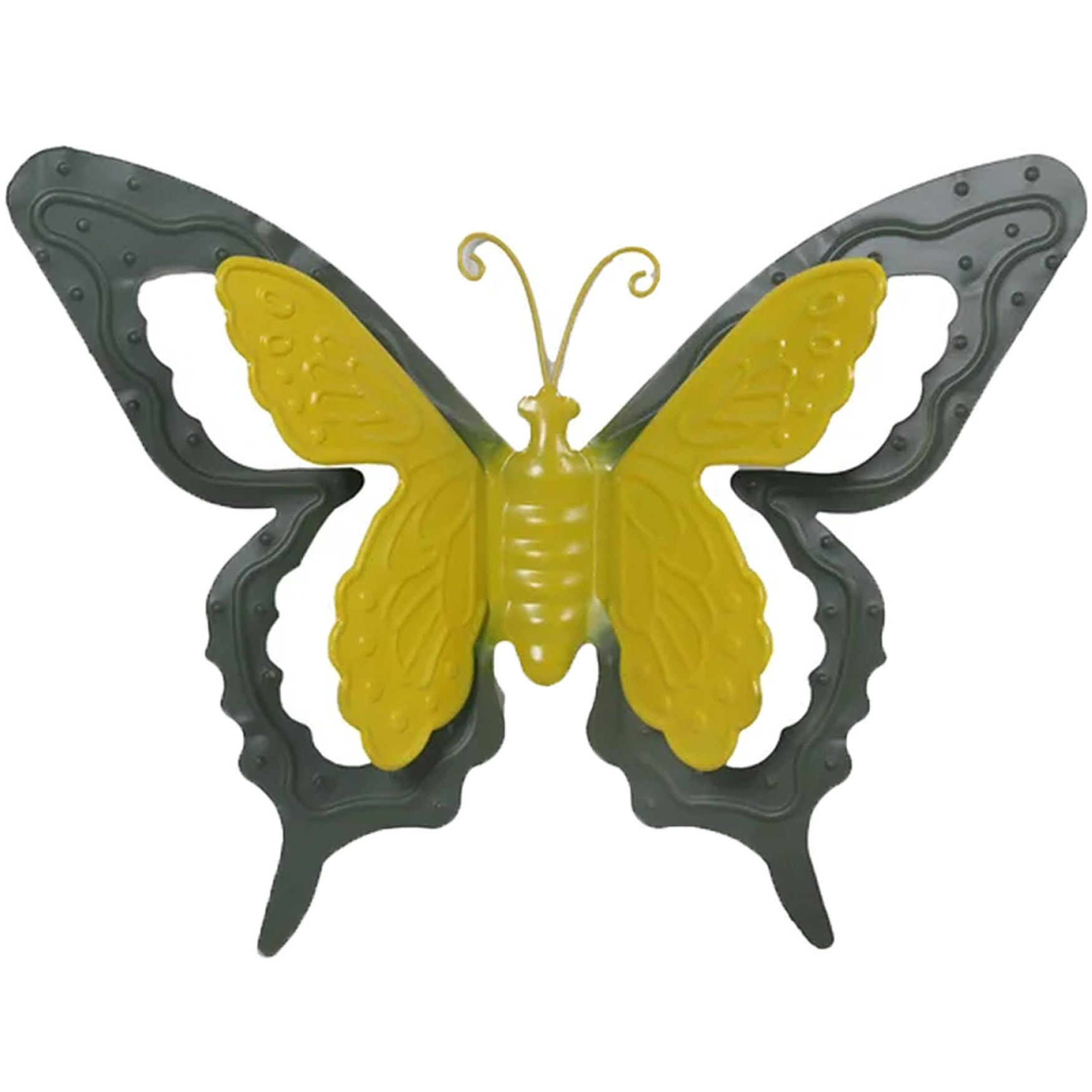 Tuin-schutting decoratie vlinder metaal groen 17 x 13 cm