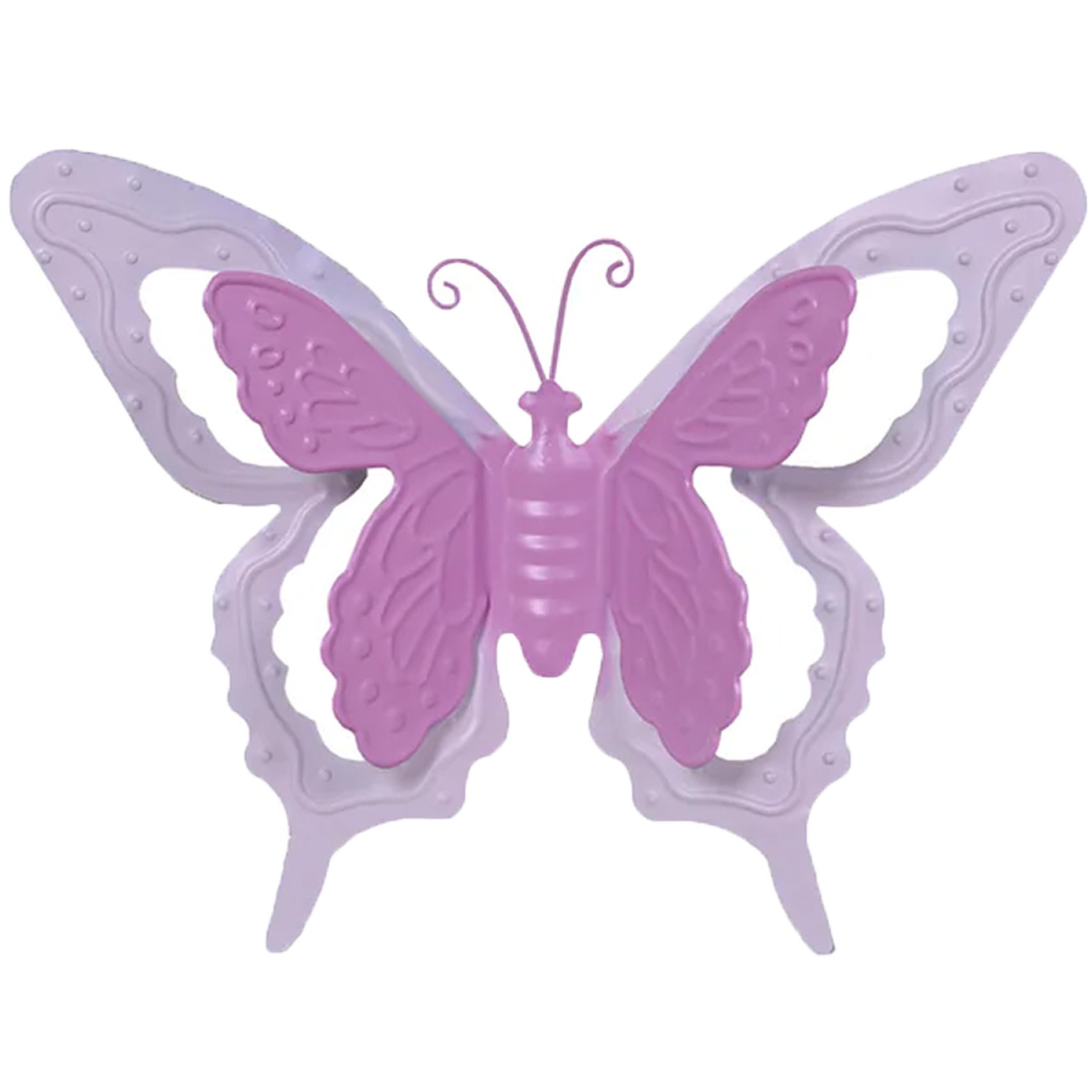 Tuin-schutting decoratie vlinder metaal roze 17 x 13 cm