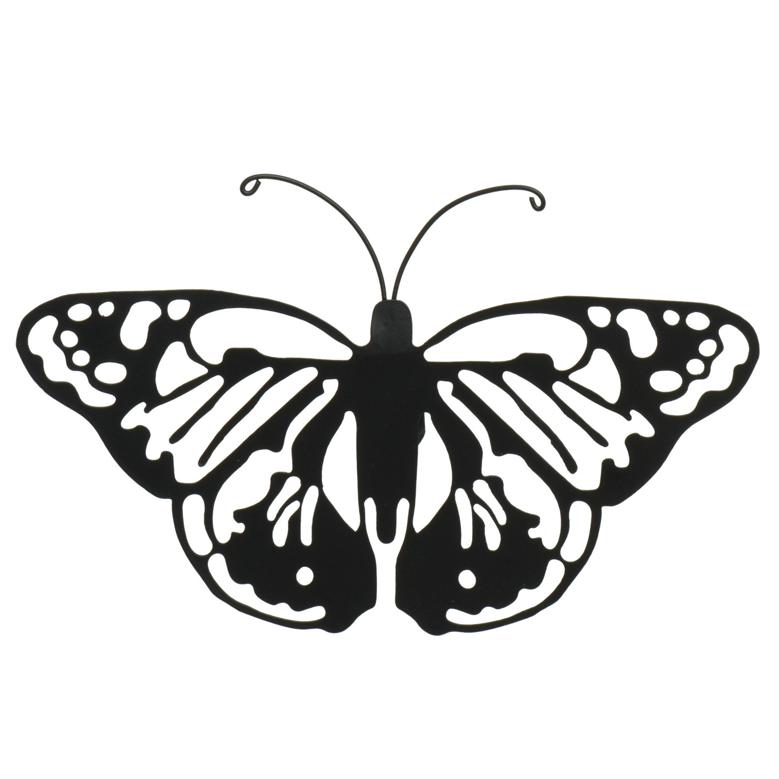 Tuin wanddecoratie vlinder metaal zwart 17 x 12 cm