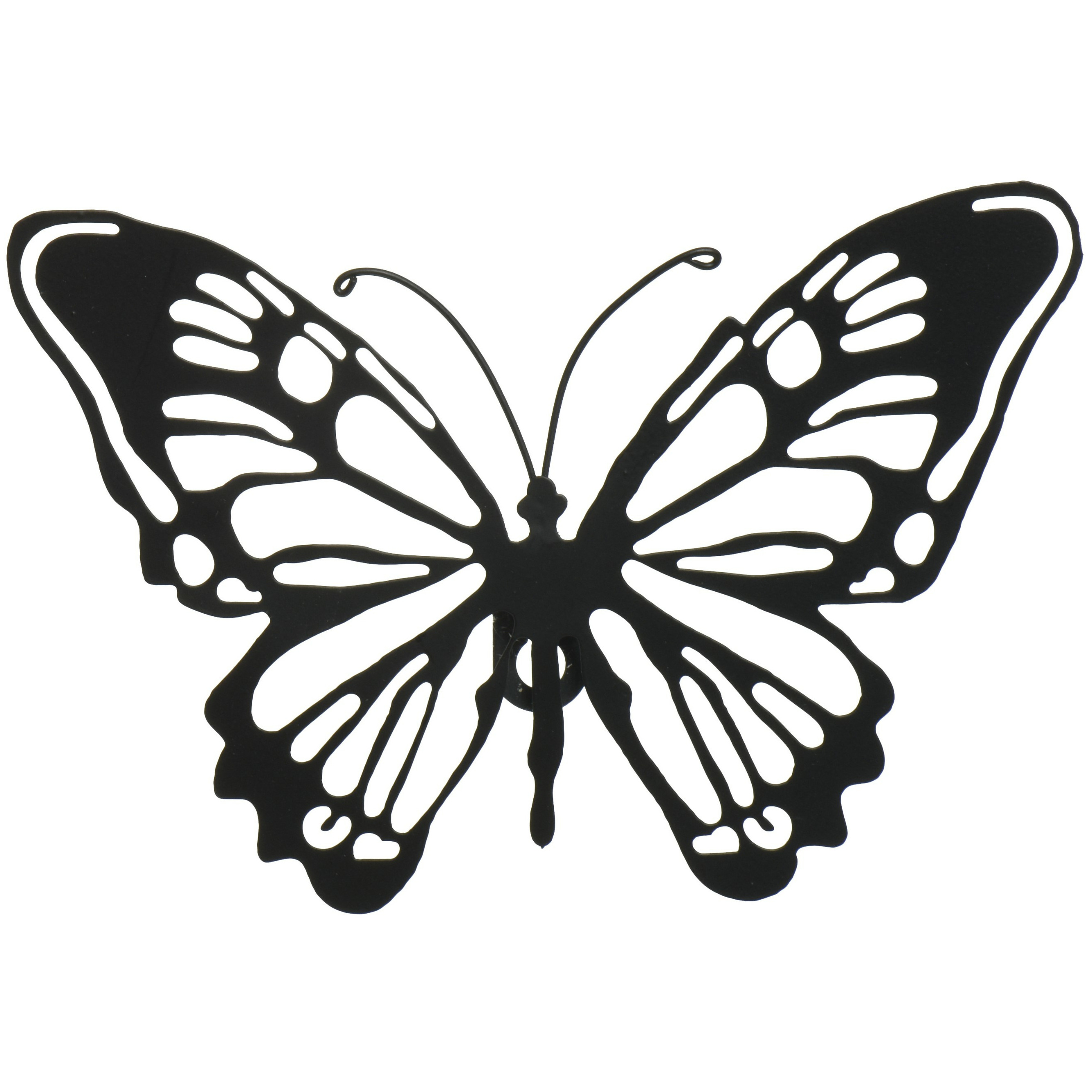 Tuin wanddecoratie vlinder metaal zwart 18 x 12 cm