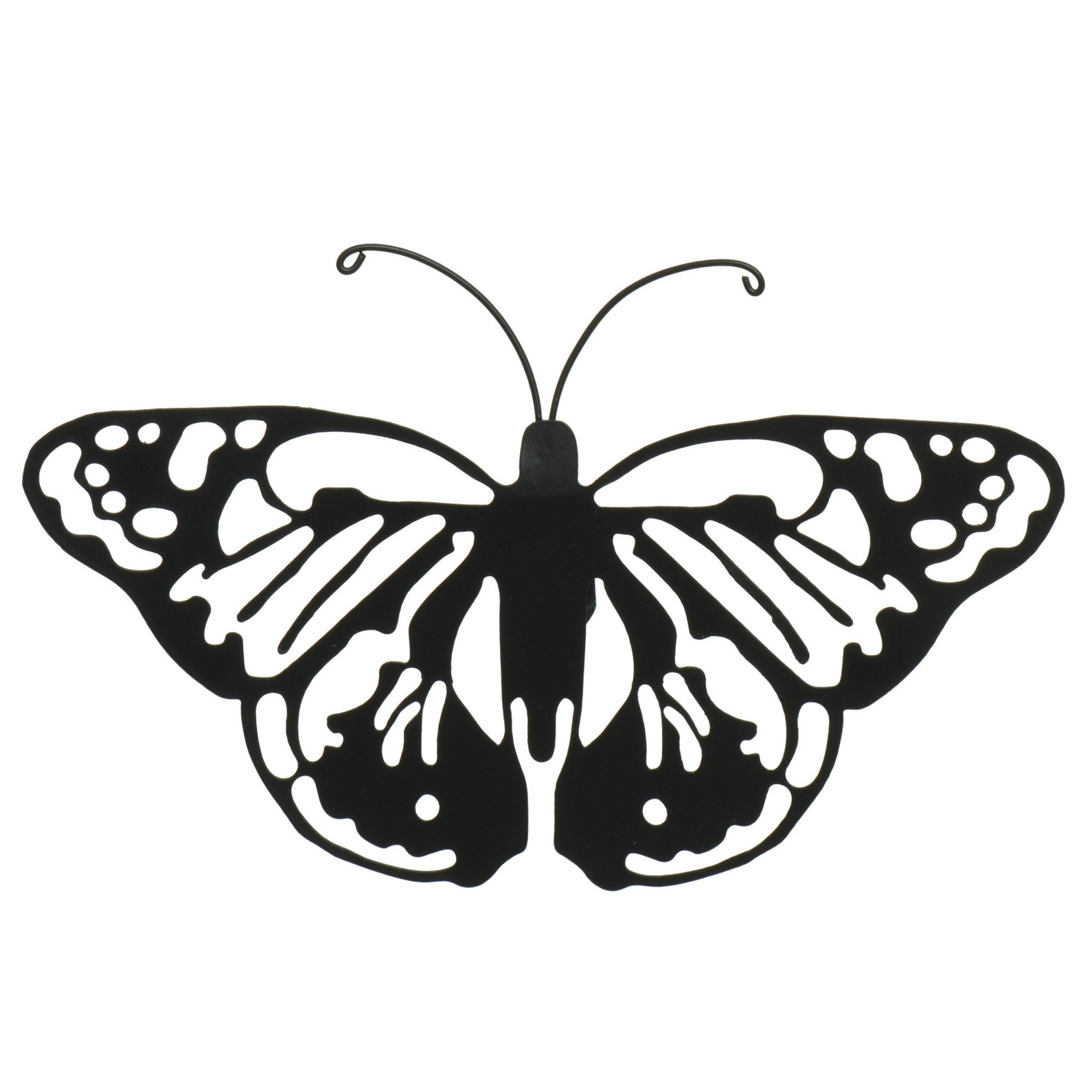 Tuin wanddecoratie vlinder metaal zwart 36 x 25 cm