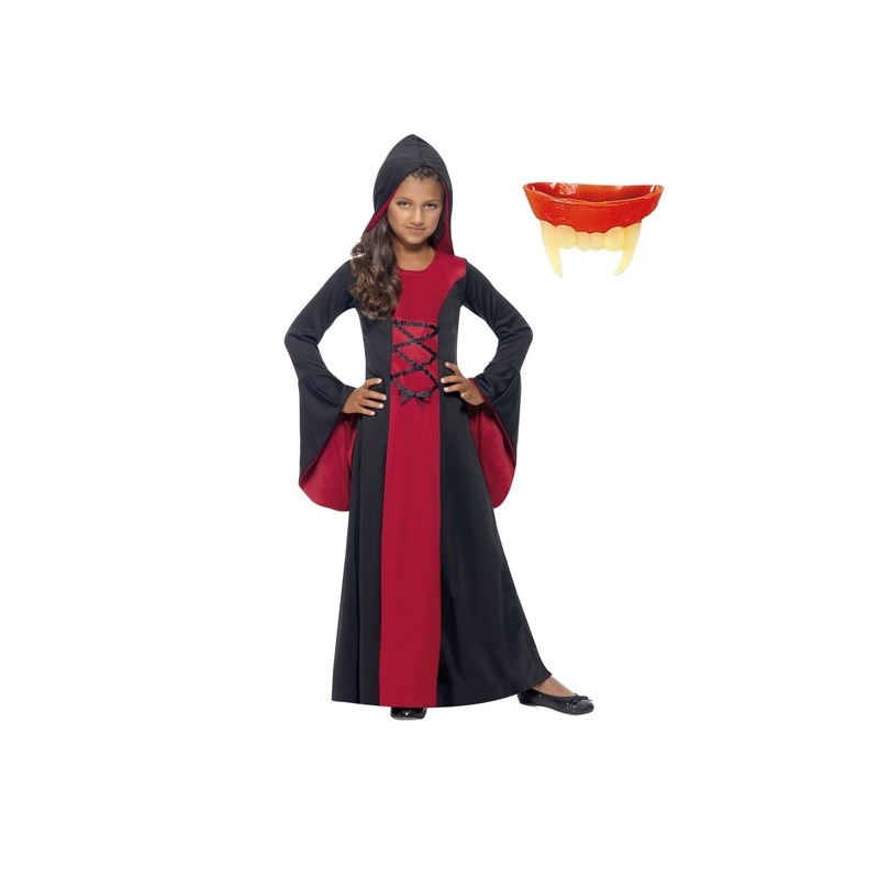 Vampier jurk maat M inclusief gebit voor meisjes
