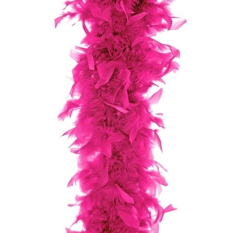 Verkleed of decoratie veren Boa fuchsia roze 45 gram