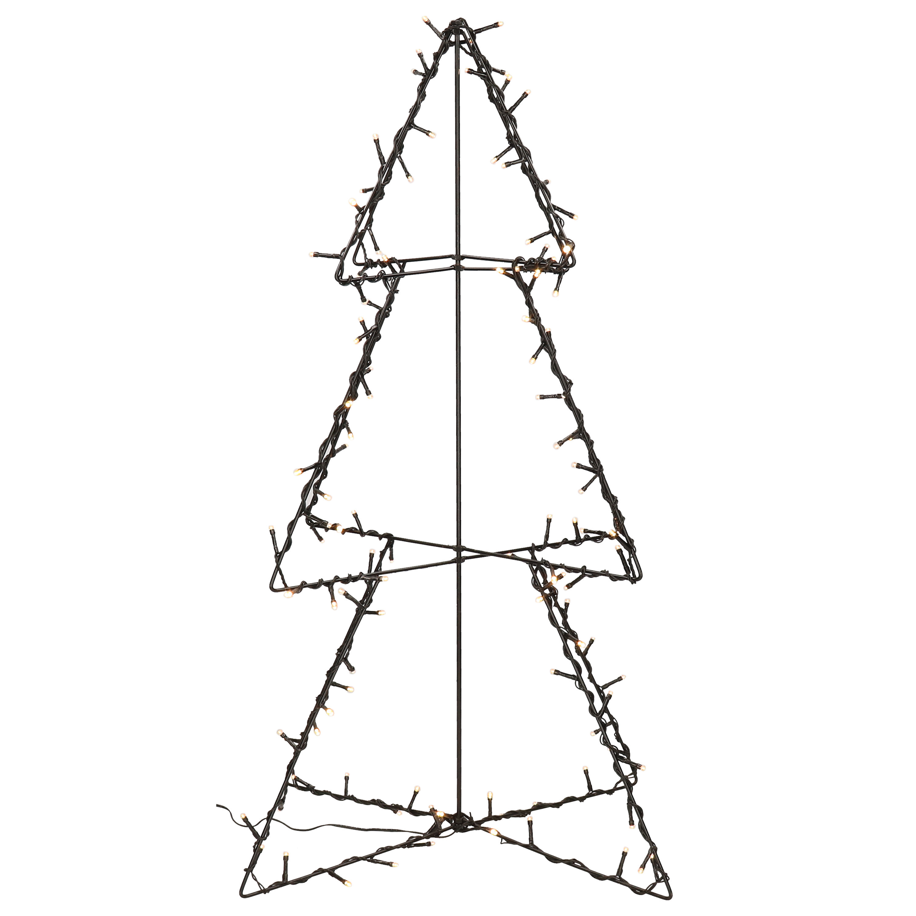 Verlichte figuren zwarte 3D lichtboom-metalen boom-kerstboom met 120 led lichtjes 77 cm