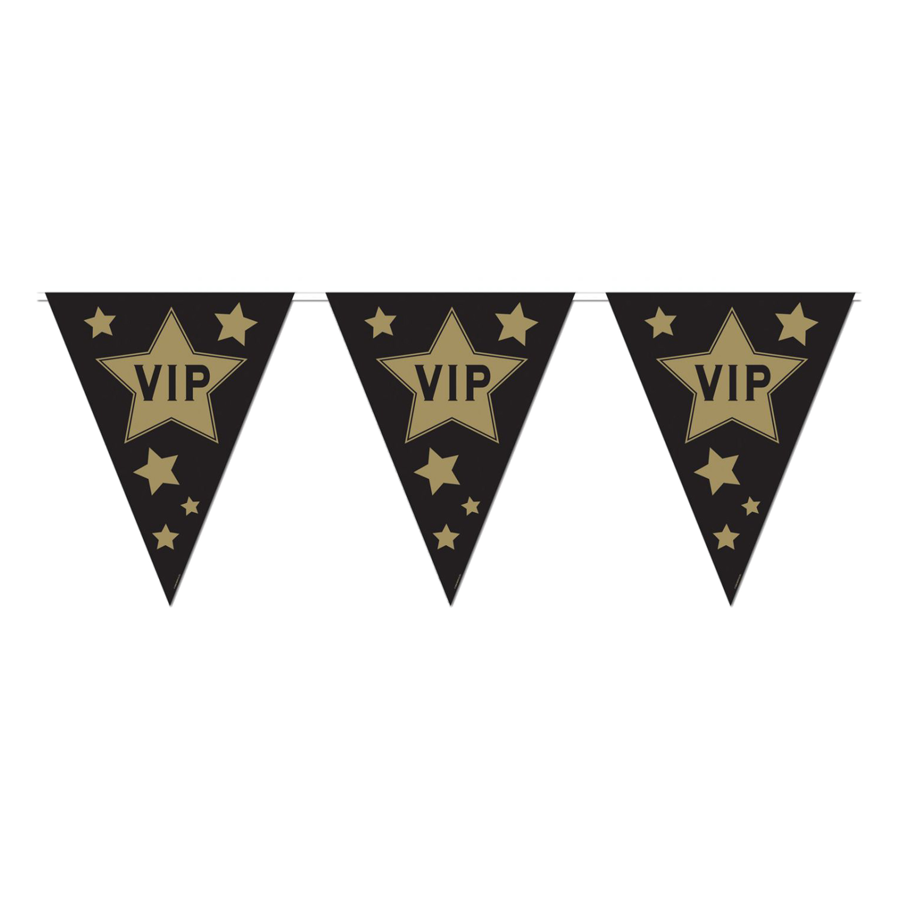 VIP feestslinger-vlaggenlijn 360 x 30 cm zwart-goud van papier