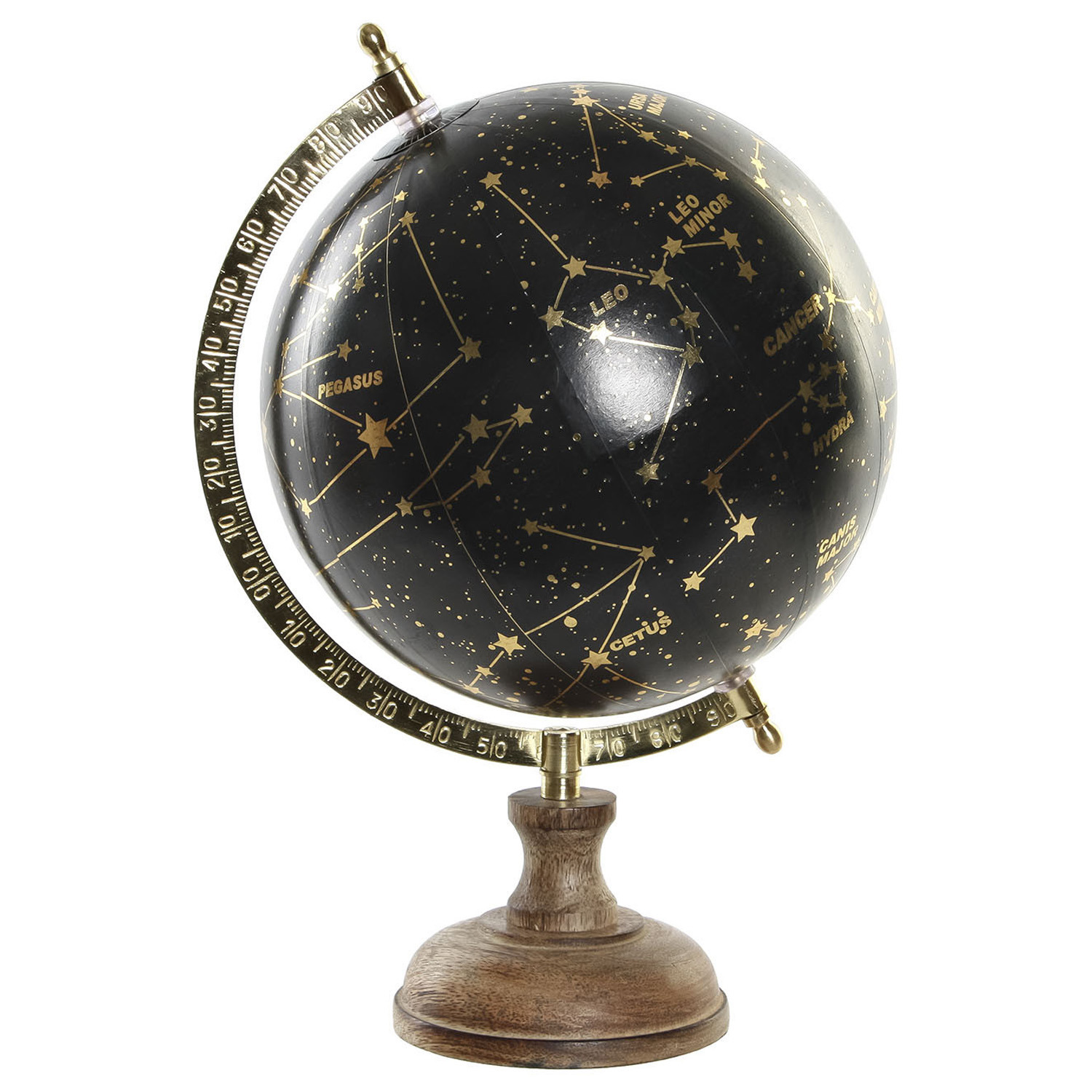 Wereldbol-globe met sterrenhemel-sterrenbeelden zwart D20 x H33 cm Home deco