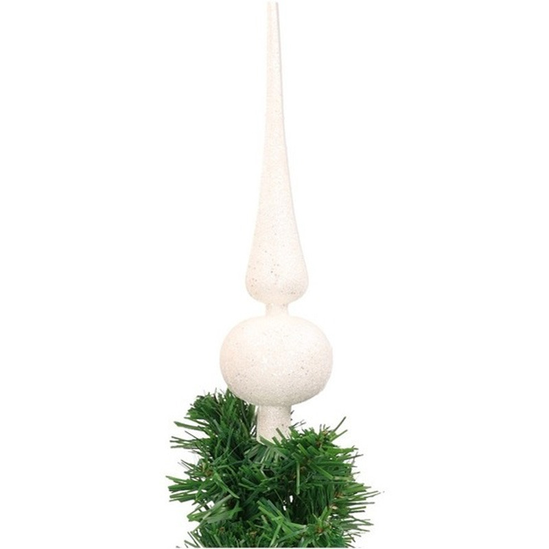 Witte glitter kerstboom piek 24 cm plastic