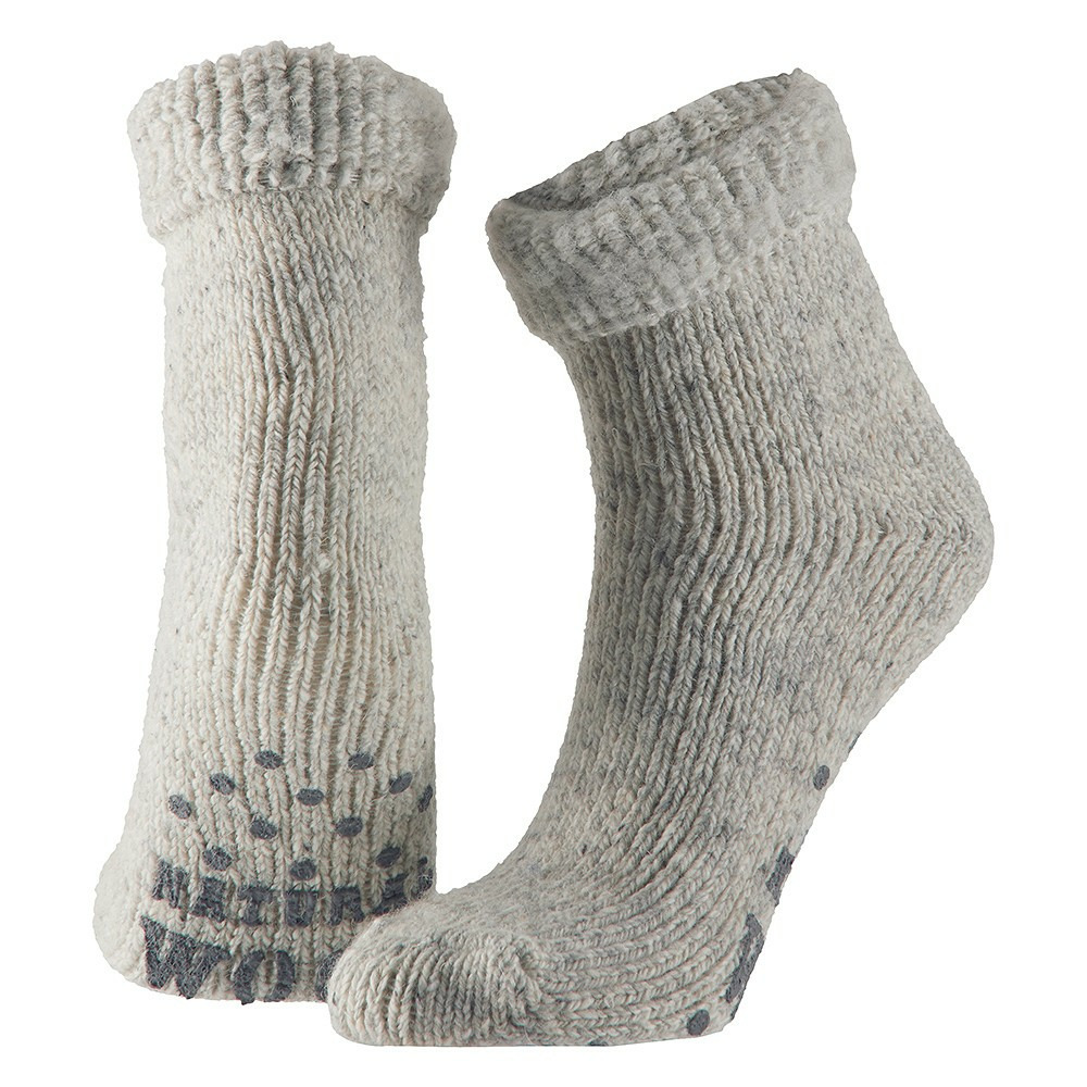 Wollen huis sokken anti-slip voor kinderen grijs maat 27-30