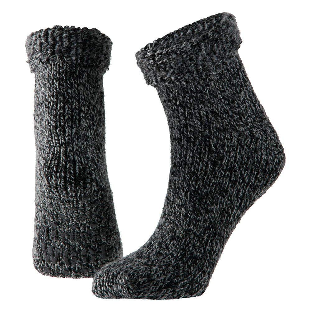 Wollen huis sokken anti-slip voor kinderen zwart maat 31-34