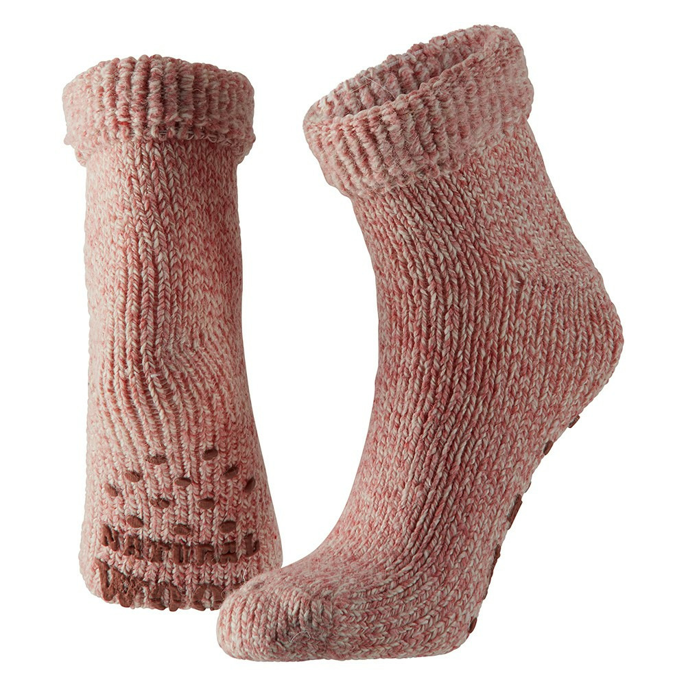 Wollen huis sokken anti-slip voor meisjes roze maat 23-26