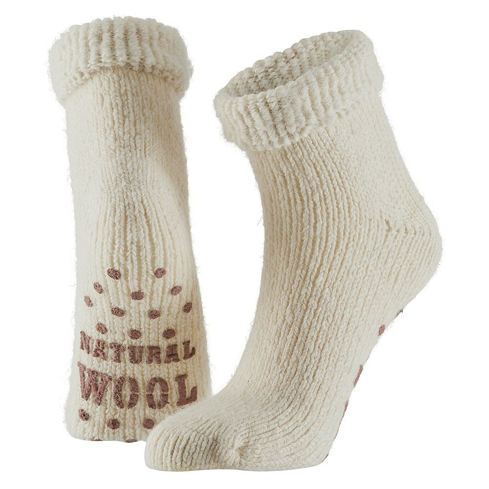 Wollen huis sokken anti-slip voor meisjes wit maat 23-26