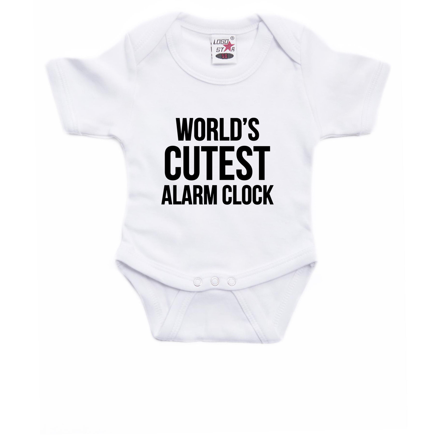 Worlds cutest alarm clock cadeau baby rompertje wit jongen-meisje