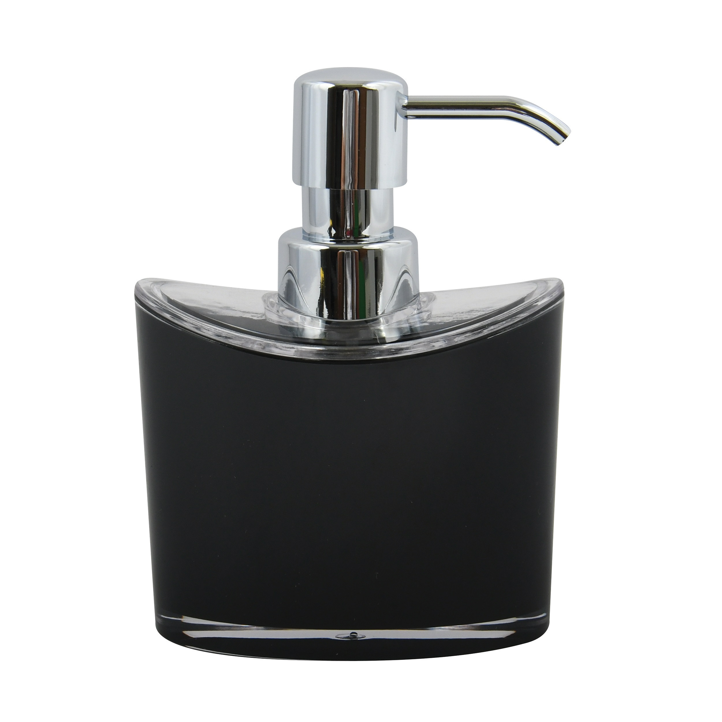 Zeeppompje-zeepdispenser Aveiro PS kunststof zwart-zilver 11 x 14 cm 260 ml