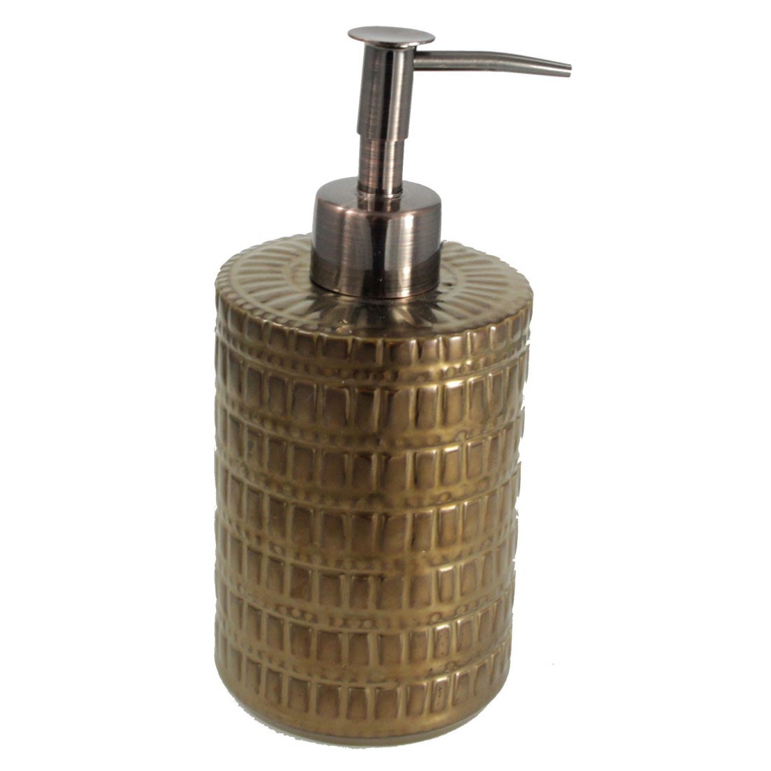 Zeeppompje-zeepdispenser brons keramiek 20 cm