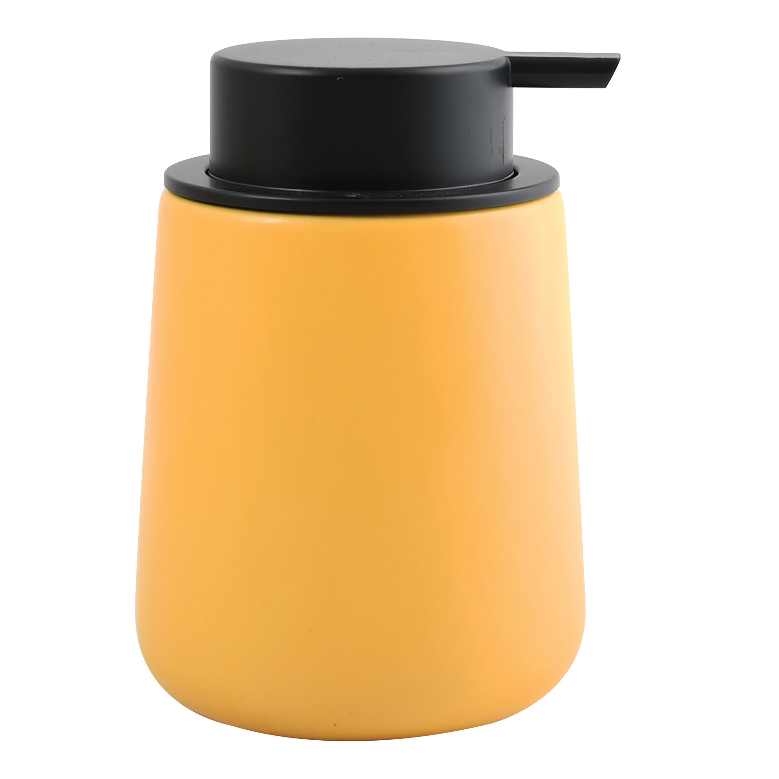 Zeeppompje-zeepdispenser Malmo Keramiek saffraan geel-zwart 8,5 x 12 cm 300 ml