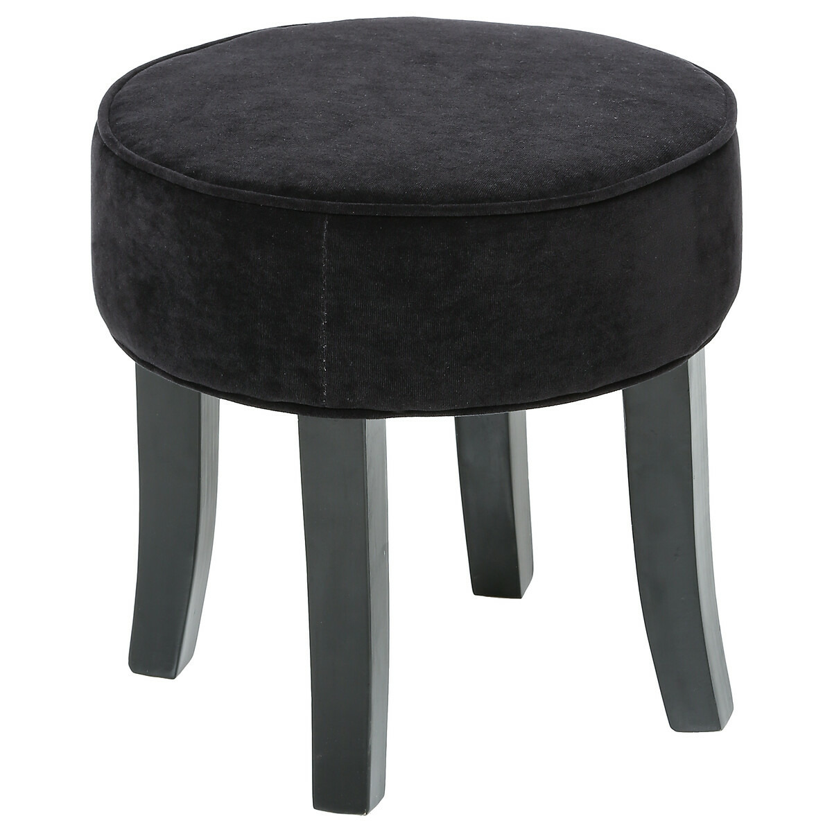 Zit krukje-bijzet stoel hout-stof zwart fluweel D35 x H40 cm