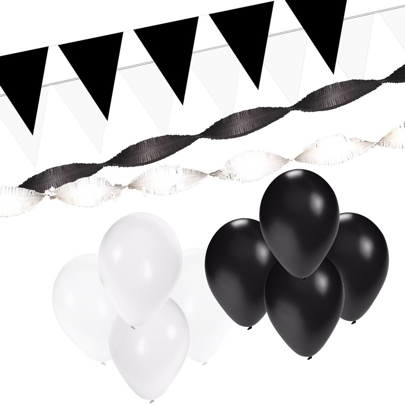 Zwart-Witte feest versiering pakket XL