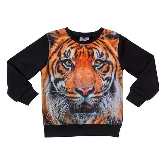 Zwarte sweater met tijger voor kinderen