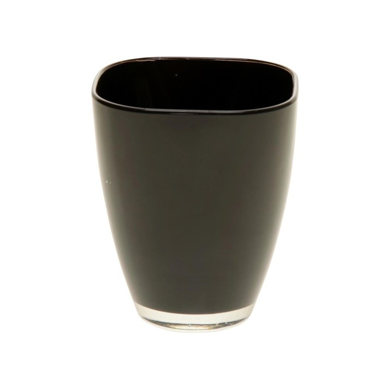 Zwarte vierkante vaas van glas 17 cm