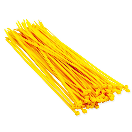 100x stuks kabelbinder / bundelbanden / tiewraps nylon geel 20 x 0,36 cm