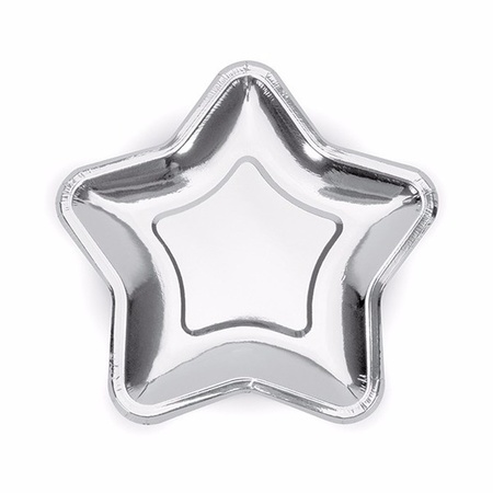 12x Silver plates star 18 cm
