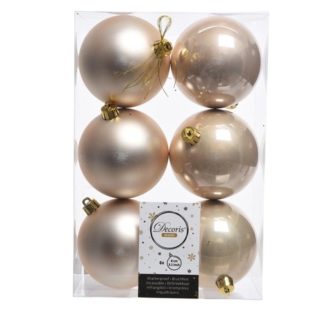 18x Pearl white Christmas decoration balls 8 cm