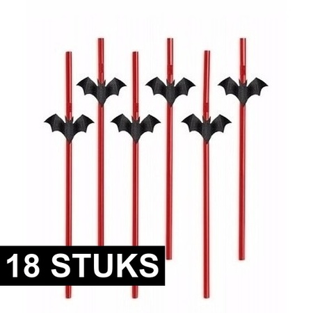 Red straws with black bats 18 pieces