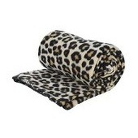 1x Fleece blanket leopard/panther print 130 x 160 cm