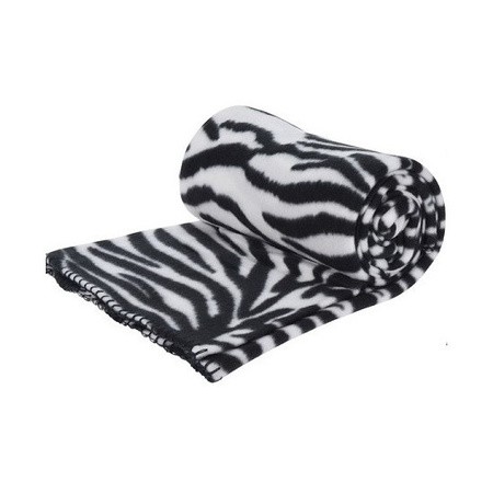 1x Fleece dekens zebra print 130 x 160 cm
