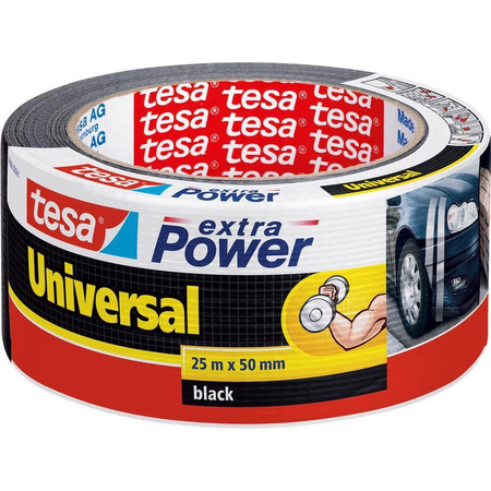 1x Tesa ducttape Extra Power universeel zwart 25 mtr x 5 cm klusbenodigdheden