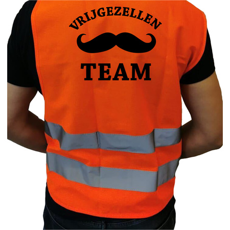 1x Vrijgezellen team vest orange with reflective stripes for adults