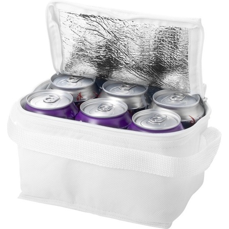 1x White mini cooler bags 20 cm for 6/sixpack cans 3.5 liter
