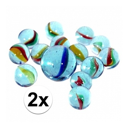 2 Bags glass colored marbles 42 pieces