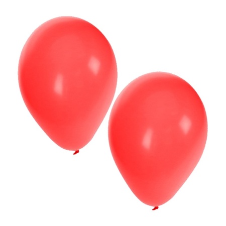50x Ballonnen - 27 cm -  wit / rode versiering
