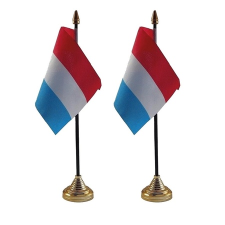 2x Netherlands table flag 10 x 15 cm with base