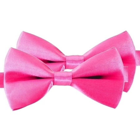 2x Pink fancy dress bow tie 12 cm for women/men